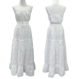  Garden Ethnic Lace Bustier & Long Maxi Skirt 2PCS SET (Ivory)