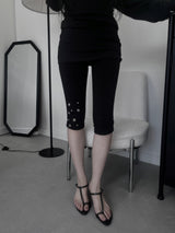 eyelet stud capri leggings (2color)