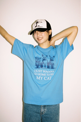 マイハウスキャットTシャツ - ブルー