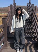 Mobo Banding Cargo Pintuck Wide Pants