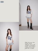 ナンバープリントオフショルダー半袖Tシャツ