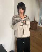 ソーンノルディックラウンドネック長袖ニットカーディガン