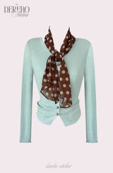 mint dot scarf cardigan
