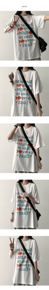 Lime Illustration Digital Printing Overfit Short Sleeve
