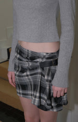 C CHECK BELTED MINI SKIRT_BLACK