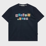 MELLOW DREAM Check Letter Half T-shirt