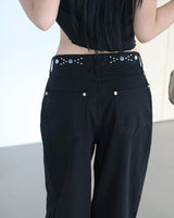 Ethnic Parts Black Wide Pants