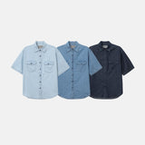 [S/S] Two pocket denim half shirts (3color)