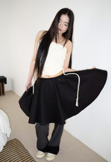 COTTON FLARE SKIRT (BLACK)