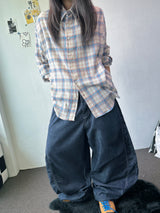 Ani Sheer Check Oversized Shirt 3color