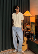Hidden-button collar Knit 9COLOR