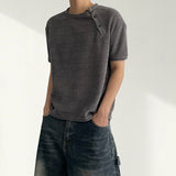 Bas Diagonal Snap Short Sleeve Knit (3color)