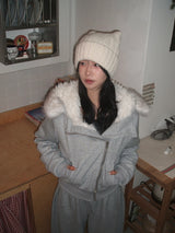 Fur zip-up set