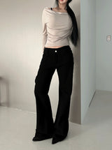 Slim fit low semi-boot pants