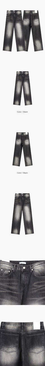 [XS-L] ヴィンテージブラックブラッシュデニムパンツ