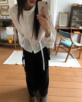 Mirun belt high-neck overlay shirt