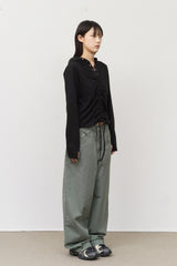 (W) Rim Eyelet Hooded Top