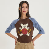 マルチーズトイラグランスリークォータースリーブTシャツ