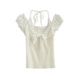 Lure Ribbon Shirring Slim Top