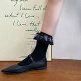 Classic Check Frill Ribbon Mid-Calf Socks