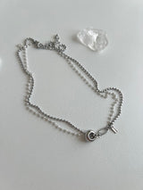 um Pearl Stainless Steel Two Lines Hip Bold Ball Layered Short Choker Wedding Necklace