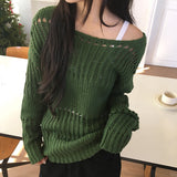 [MADE] Tens Crochet Mesh Oversized-Fit Boat Neck Knitwear