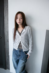 wrinkle mesh loop cardigan(3colors)