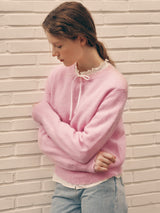 MOHAIR WOOL BLENDED KNIT PINK