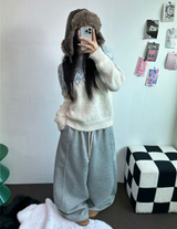 STRING/FLEECE❤SIDE PINTUCK BALLOON LONG PANTS WIDE🤍🩶🖤3COLOR
