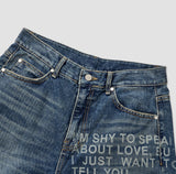 No.1400 lettering wide denim PT