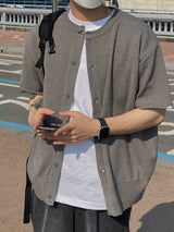 Minimal round short sleeve cardigan 2C