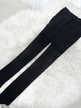 Y2K check pattern see-through black stockings (Black)