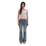 RIBBON STITCH BOOTCUT JEANS [BLUE]