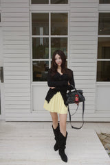 Elise Knitwear Pleats Skirt Cardigan Two-Piece