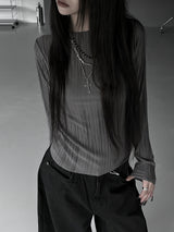 minimal pleated long sleeve T (3color)