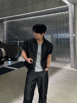 Glossy cropped muscle jacket