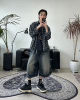 エパールピンタックバミューダ8分丈デニムパンツ