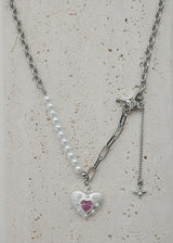 snow heart necklace | 하얀 눈 하트 목걸이