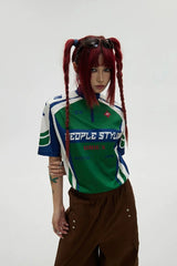 カラーブロックサイクリングクイックドライTシャツ