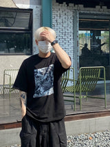 ポスター半染め半袖Tシャツ2C