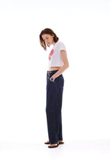 ハートスローガンクロップTシャツ / レッド