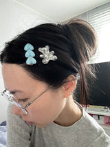 Triple heart hair pin (6color)