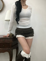 Brown Vintage Check Skirt Pants