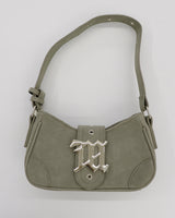 Kroll logo buckle suede washed cross hobo shoulder bag