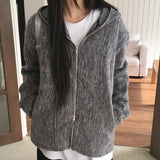 Dubo MoHair Fur Brush Zipper Hood Zip-Up