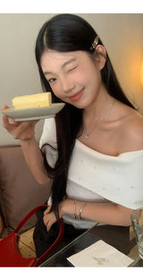 パーティーパールオフショルダー半袖Tシャツ