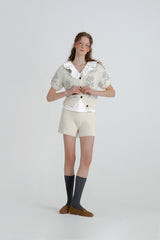 Leaf knit pants_ivory