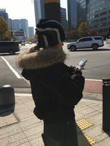 モアステッチボアファーフーディドジャンパー (2c)