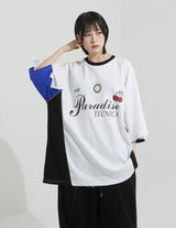 カラーブロックラグランオーバーTシャツ