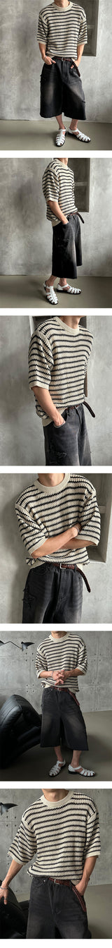 [S/S] Saint stripe half knit (3color)
